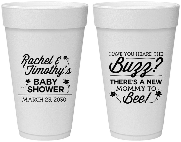 Personalized Baby Shower 20 oz Foam Cups - Mommy To Bee | 90019