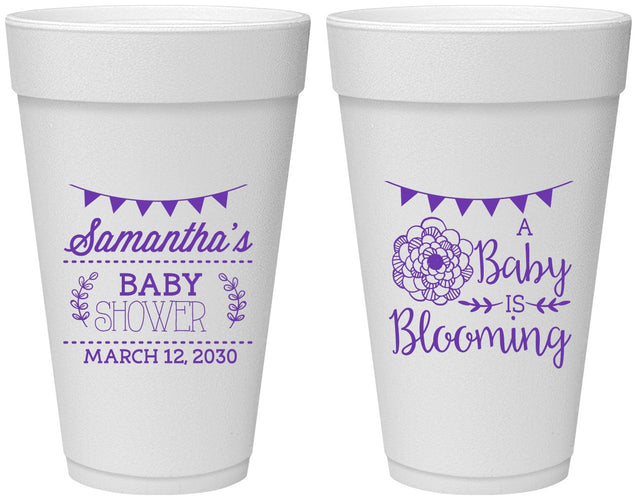 Personalized Baby Shower 20 oz Foam Cups - Blooming | 90020