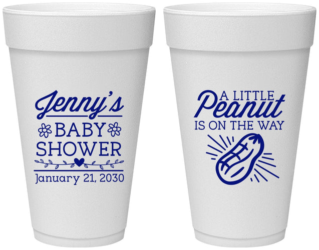 Personalized Baby Shower 20 oz Foam Cups - Peanut On The Way | 90025