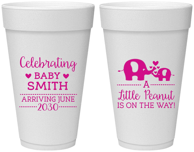 Personalized Baby Shower 20 oz Foam Cups - Peanut On The Way | 90027