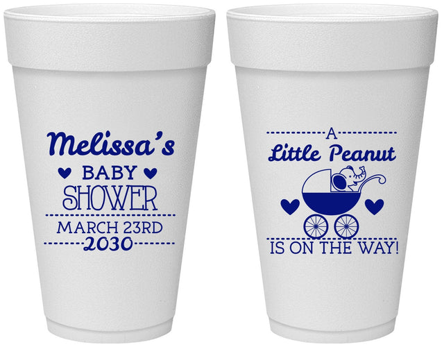 Personalized Baby Shower 20 oz Foam Cups - Peanut On The Way | 90028