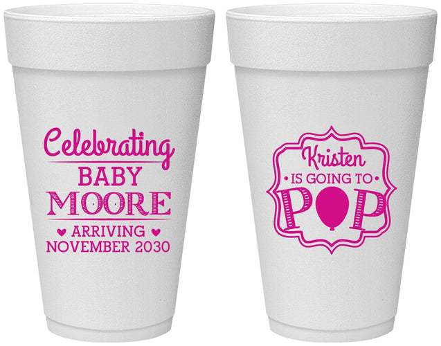 Personalized Baby Shower 20 oz Foam Cups - Going To Pop | 90040