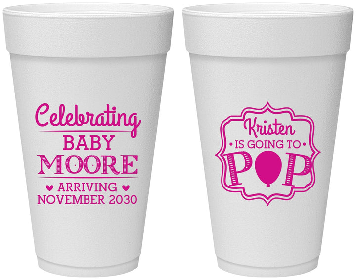 Personalized Baby Shower 20 oz Foam Cups - Going To Pop | 90040