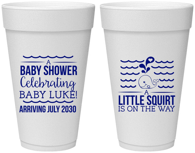 Personalized Baby Shower 20 oz Foam Cups - Little Squirt On The Way | 90043