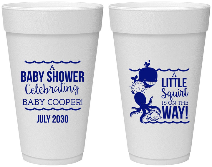 Personalized Baby Shower 20 oz Foam Cups - Little Squirt On The Way | 90045