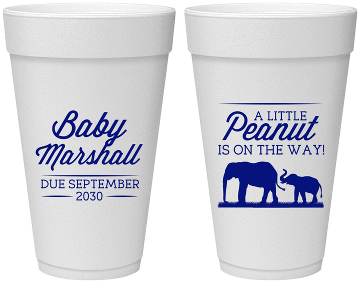 Personalized Baby Shower 20 oz Foam Cups - Peanut On The Way | 90062