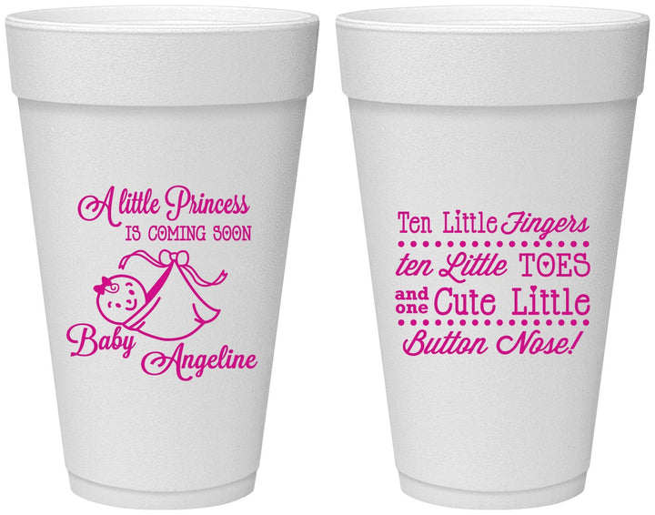 Personalized Baby Shower 20 oz Foam Cups - Little Princess | 90066