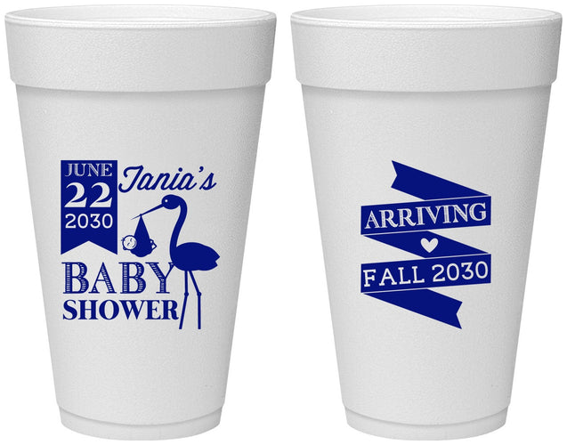 Personalized Baby Shower 20 oz Foam Cups - Stork | 90073