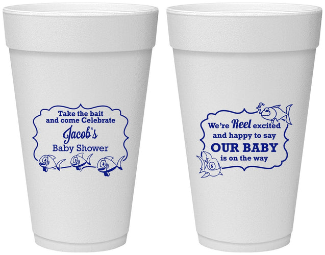 Personalized Baby Shower 20 oz Foam Cups - Fish | 90075