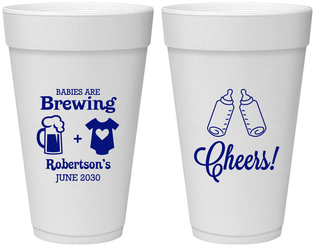 Personalized Baby Shower 20 oz Foam Cups - Babies Are Brewing | 90080
