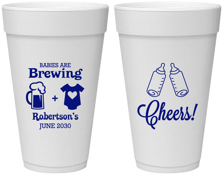 Personalized Baby Shower 20 oz Foam Cups - Babies Are Brewing | 90080