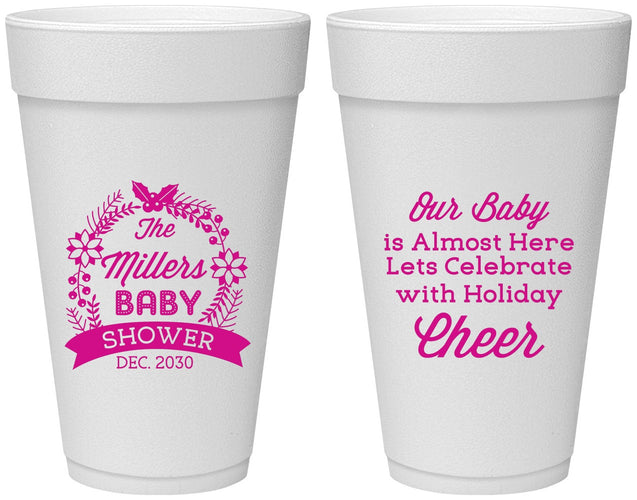 Personalized Baby Shower 20 oz Foam Cups - Holiday | 90086