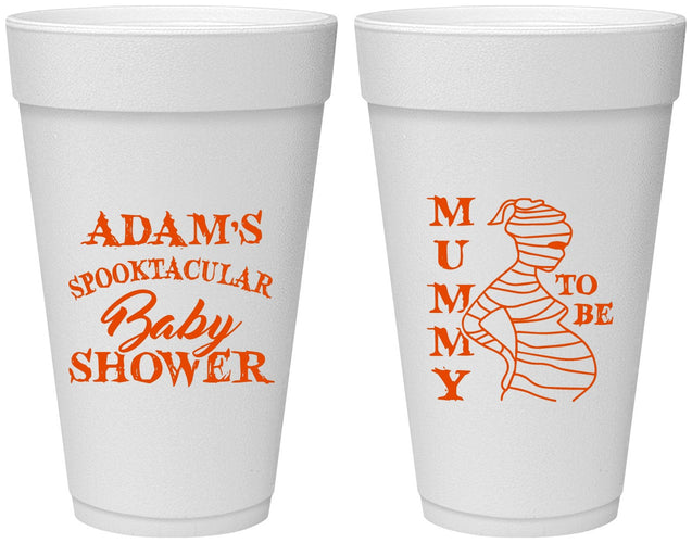 Personalized Baby Shower 20 oz Foam Cups - Mummy To Be Halloween | 90087