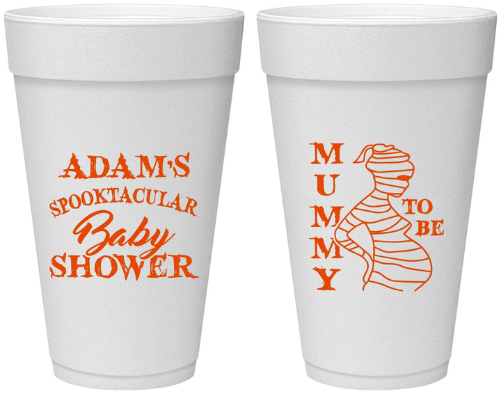 Personalized Baby Shower 20 oz Foam Cups - Mummy To Be Halloween | 90087