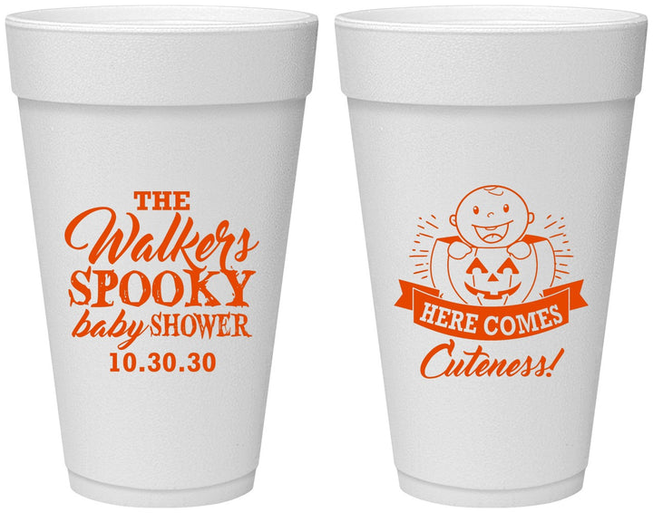 Personalized Baby Shower 20 oz Foam Cups - Cuteness Halloween | 90089