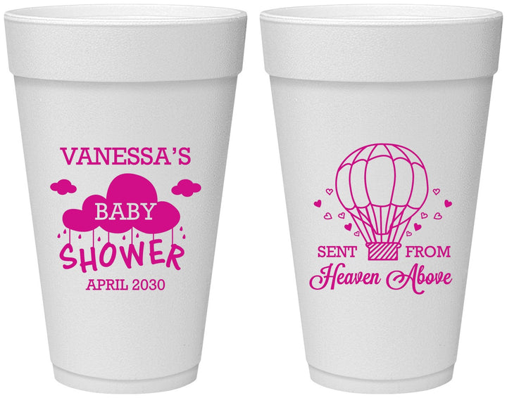 Personalized Baby Shower 20 oz Foam Cups - Hot Air Balloon | 90097