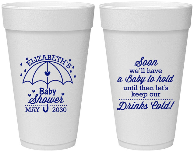 Personalized Baby Shower 20 oz Foam Cups - April Showers May Babies | 90098