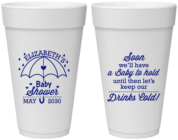 Personalized Baby Shower 20 oz Foam Cups - April Showers May Babies | 90098