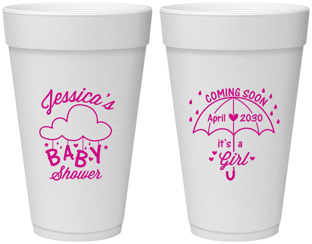Personalized Baby Shower 20 oz Foam Cups - April Showers May Babies | 90099