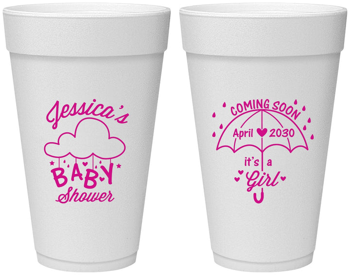 Personalized Baby Shower 20 oz Foam Cups - April Showers May Babies | 90099