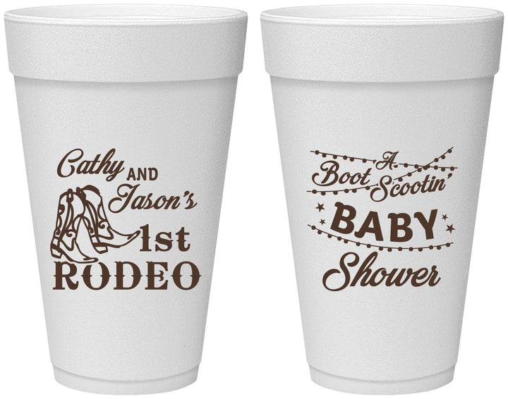 Personalized Baby Shower 20 oz Foam Cups - Rodeo Boot Scootin | 90103
