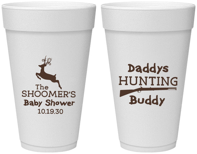 Personalized Baby Shower 20 oz Foam Cups - Hunting Deer | 90118