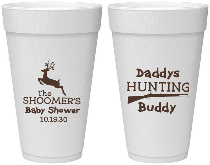 Personalized Baby Shower 20 oz Foam Cups - Hunting Deer | 90118