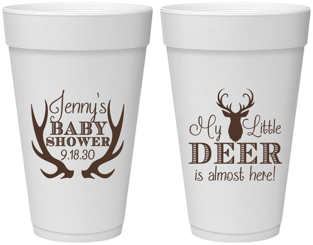 Personalized Baby Shower 20 oz Foam Cups - My Little Deer | 90124