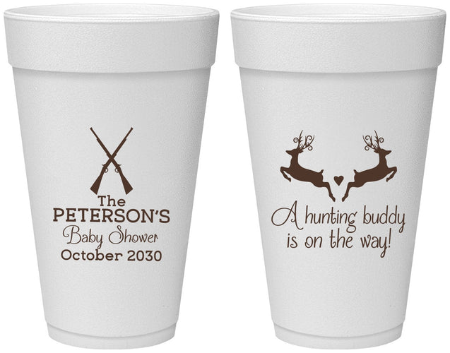 Personalized Baby Shower 20 oz Foam Cups - Hunting Buddy | 90125