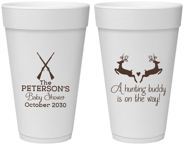 Personalized Baby Shower 20 oz Foam Cups - Hunting Buddy | 90125