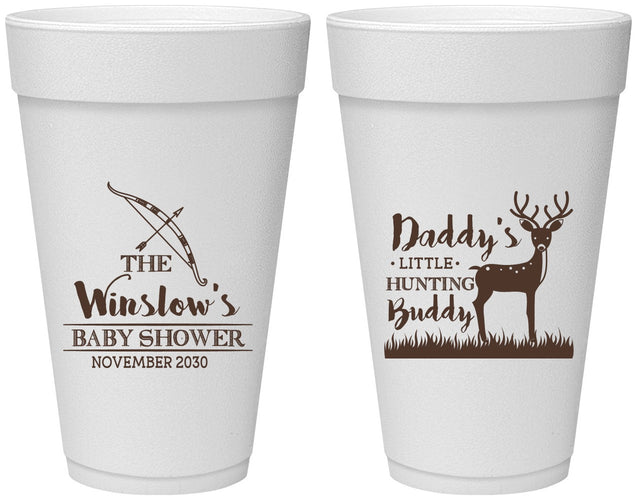 Personalized Baby Shower 20 oz Foam Cups - Hunting Buddy | 90127