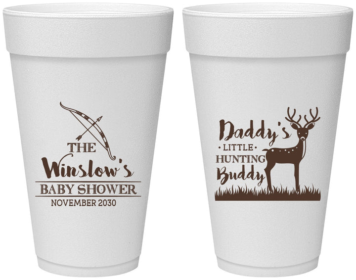 Personalized Baby Shower 20 oz Foam Cups - Hunting Buddy | 90127