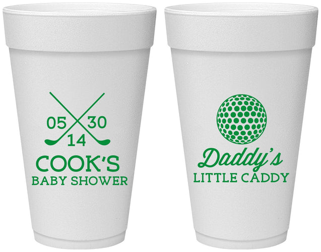 Personalized Baby Shower 20 oz Foam Cups - Golf Little Caddy | 90135