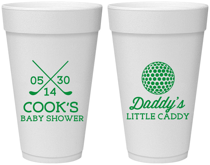 Personalized Baby Shower 20 oz Foam Cups - Golf Little Caddy | 90135