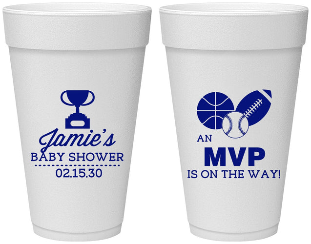 Personalized Baby Shower 20 oz Foam Cups - Sports Mvp | 90141