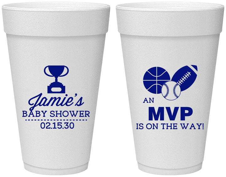 Personalized Baby Shower 20 oz Foam Cups - Sports Mvp | 90141