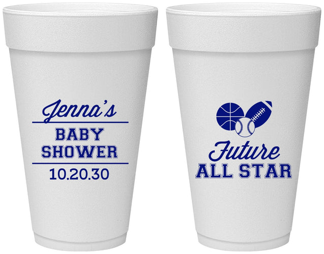 Personalized Baby Shower 20 oz Foam Cups - Future All Star | 90146
