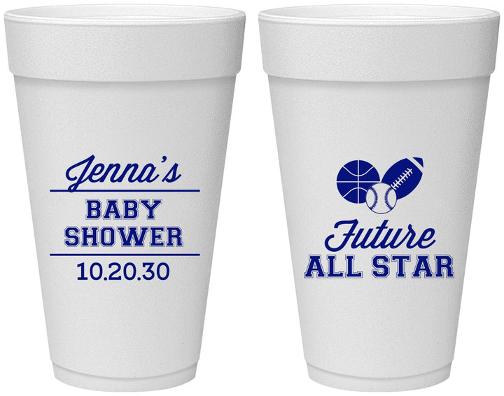 Personalized Baby Shower 20 oz Foam Cups - Future All Star | 90146