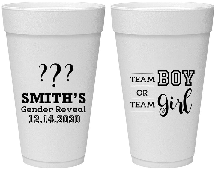 Personalized Baby Shower 20 oz Foam Cups - Gender Reveal | 90150