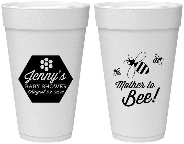 Personalized Baby Shower 20 oz Foam Cups - Mother To Bee | 90153