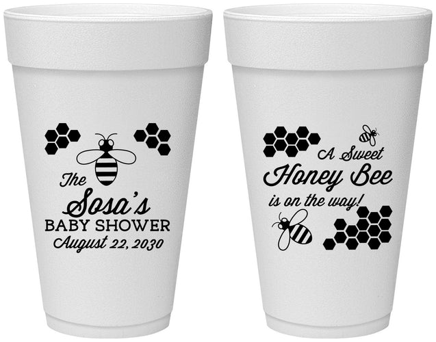 Personalized Baby Shower 20 oz Foam Cups - Honey Bee | 90154