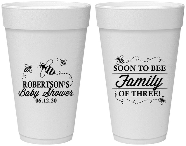 Personalized Baby Shower 20 oz Foam Cups - Bee Family | 90155