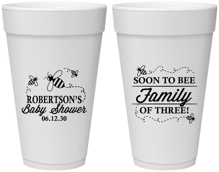 Personalized Baby Shower 20 oz Foam Cups - Bee Family | 90155