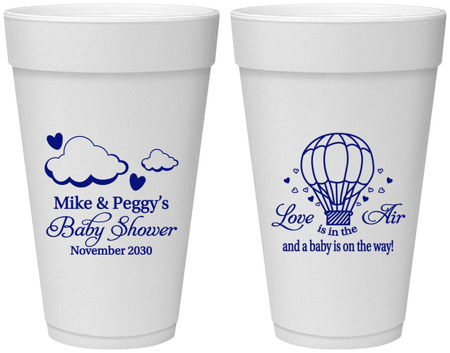 Personalized Baby Shower 20 oz Foam Cups - Love Is In The Air | 90163