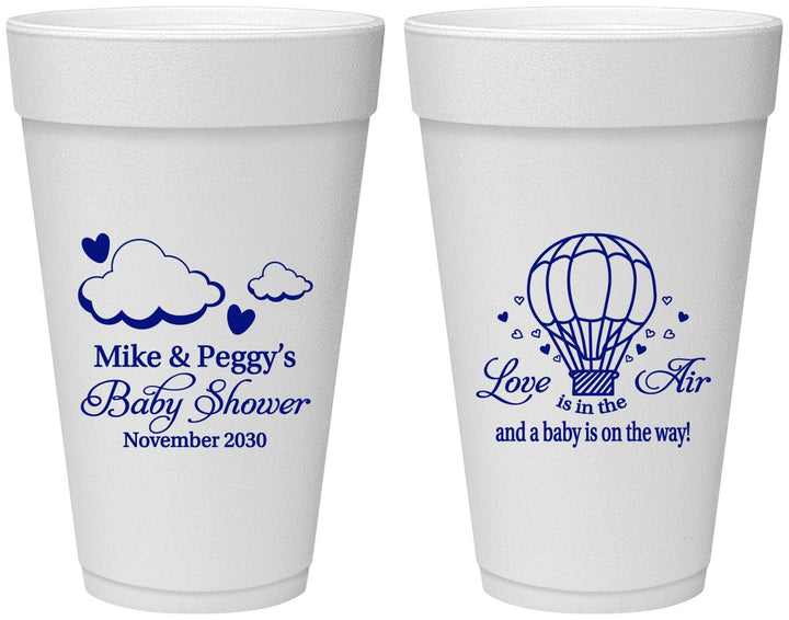Personalized Baby Shower 20 oz Foam Cups - Love Is In The Air | 90163