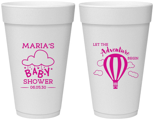 Personalized Baby Shower 20 oz Foam Cups - Hot Air Balloon | 90164
