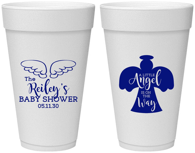 Personalized Baby Shower 20 oz Foam Cups - Angel On The Way | 90165