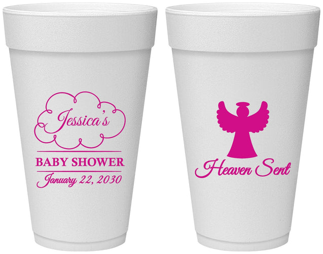 Personalized Baby Shower 20 oz Foam Cups - Heaven Sent | 90166