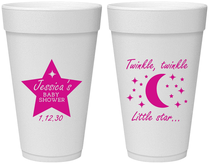 Personalized Baby Shower 20 oz Foam Cups - Twinkle Twinkle Little Star | 90168