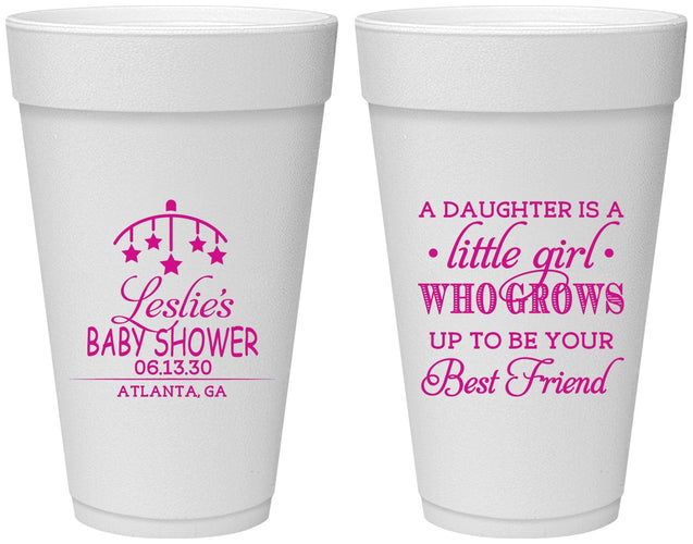 Personalized Baby Shower 20 oz Foam Cups - Little Girls Best Friend | 90173